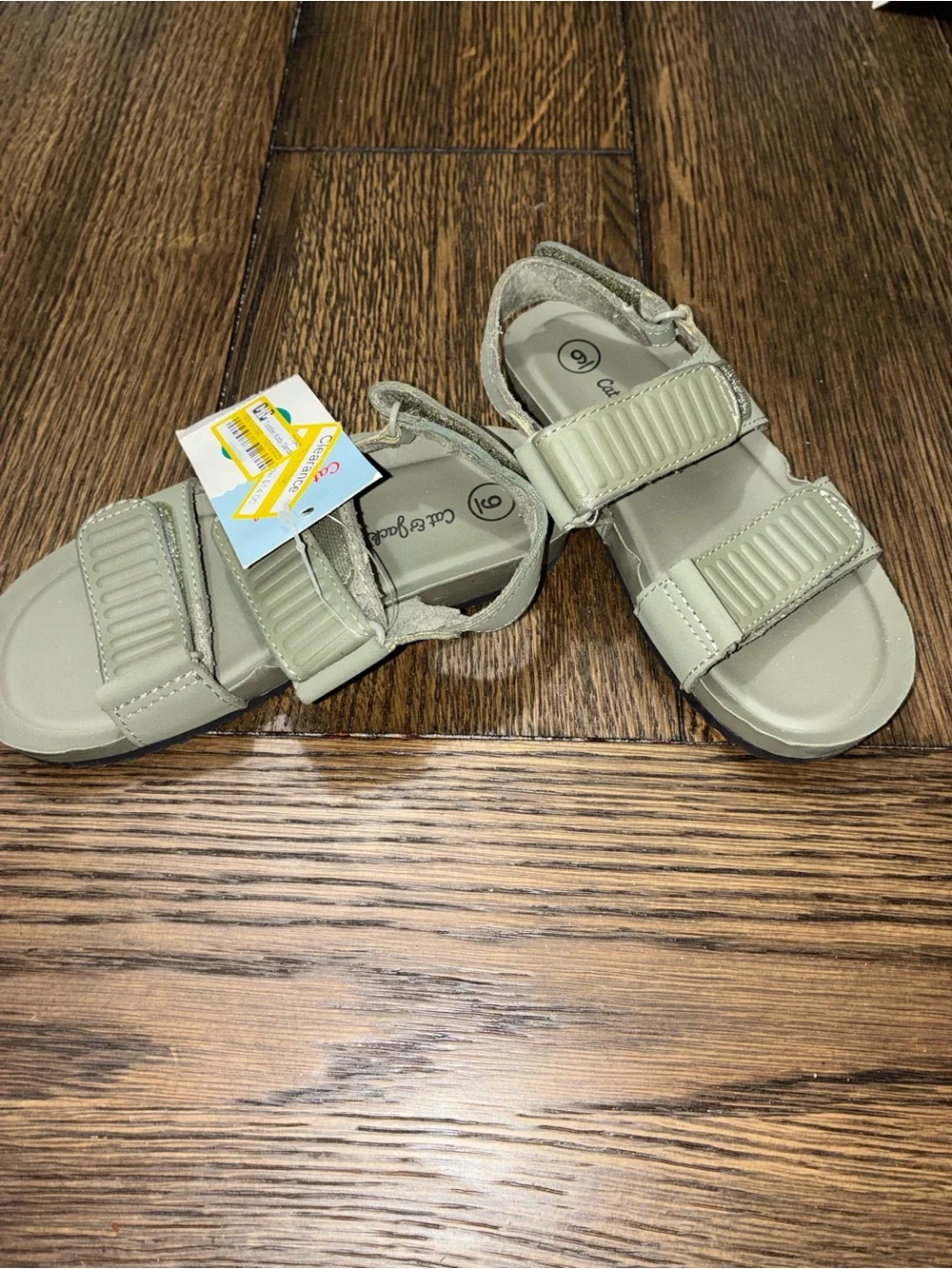 Cat & Jack Kids' Light Olive Green Hook-and-Loop Sandals